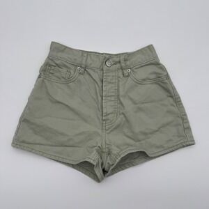 PacSun Vintage High Rise Sage Green Denim Shorts Womens Size 22 Button Fly